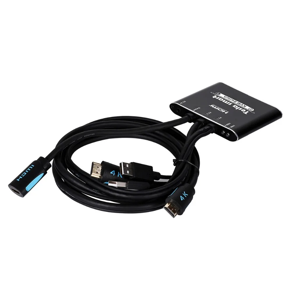 KVM переключатель Tesla smart высококачественный 2-портовый USB HDMI Кабельный с дополнительным USB 2,0 портом поддержка 4 K* 2 K(3840x2160