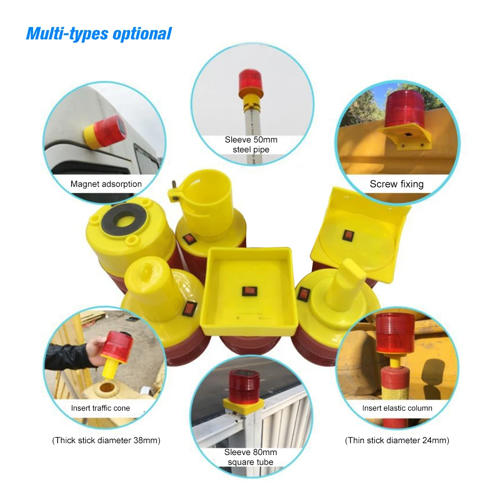 Сигнальные лампы на солнечной батарее 8 шт. светодиодные красные предупреждающие