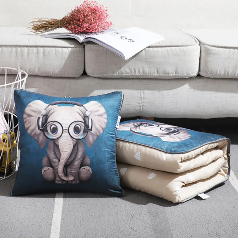 Современное одеяло 2 в 1 с мультяшным принтом ПП хлопковые подушки складное