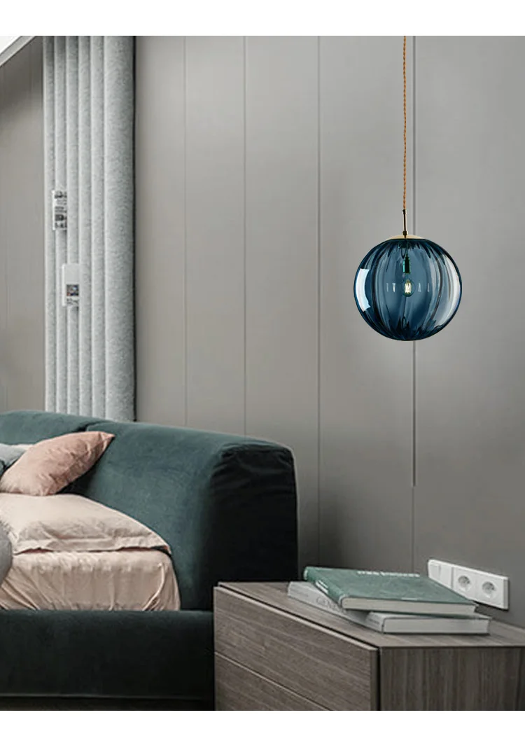 Modern Simple Glass Single Head Hanging Lamp Colorful Creative Individual Designer Pednant Lights Living Room Bedrom Bar Hall