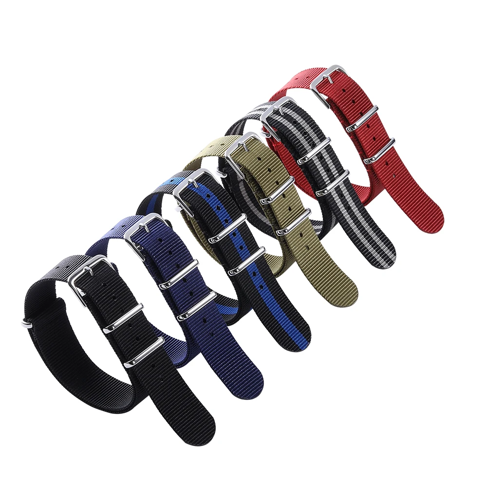 IStrap 3 шт нейлоновые ремешки для часов 18 мм 20 22 Zulu ремешок тканевый многоцветный