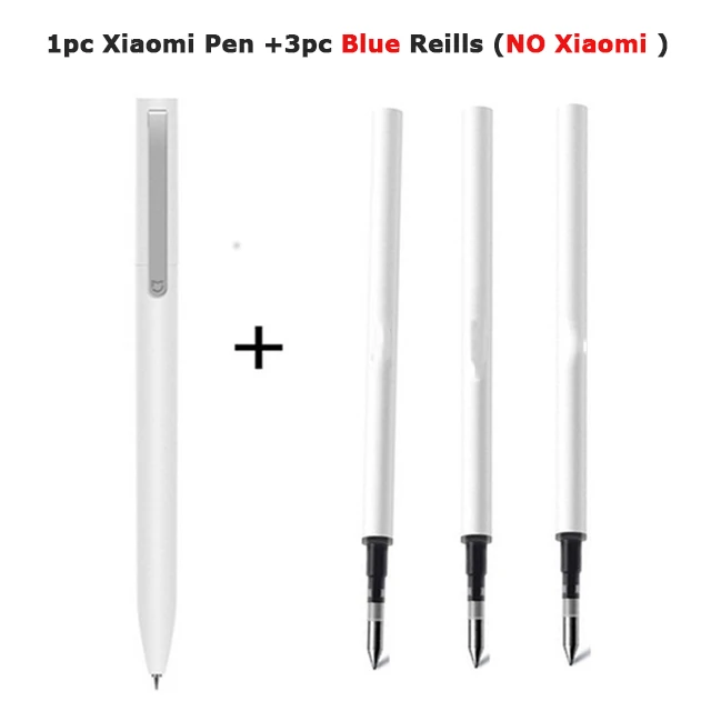 1 pen and 3 blue ink Оригинальная ручка-знак Xiaomi Mijia 9,5 мм ручки для подписи+ Заправка для ручек Mijia черная гладкая швейцарская заправка - Цвет: 1 pen and 3 blue ink