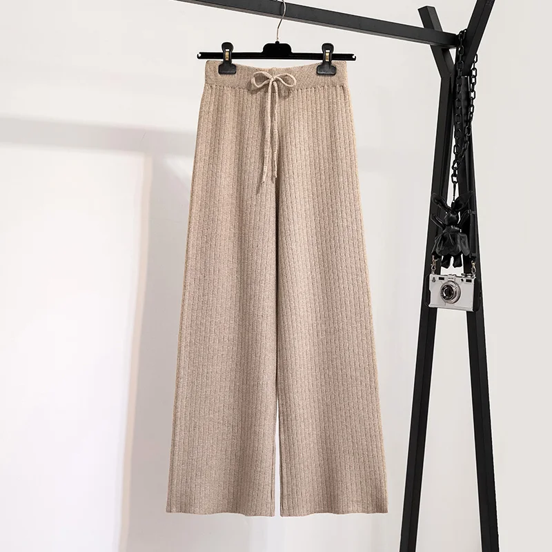 Свитер 2 предмета наряды для женщин костюм вязаный пуловер + широкие штаны и топы