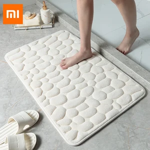 xiaomi non slip bath mat cobblestone embossed bathroom carpet shower room doormat memory foam absorbent floor mat rugs for home free global shipping