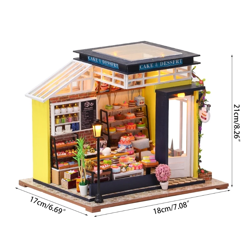 

DIY Beautiful Building Toys Mini Cake Dessert Shop Theme Miniature Landscape Children Pretend Play Dollhouse Gift for Adult Kids