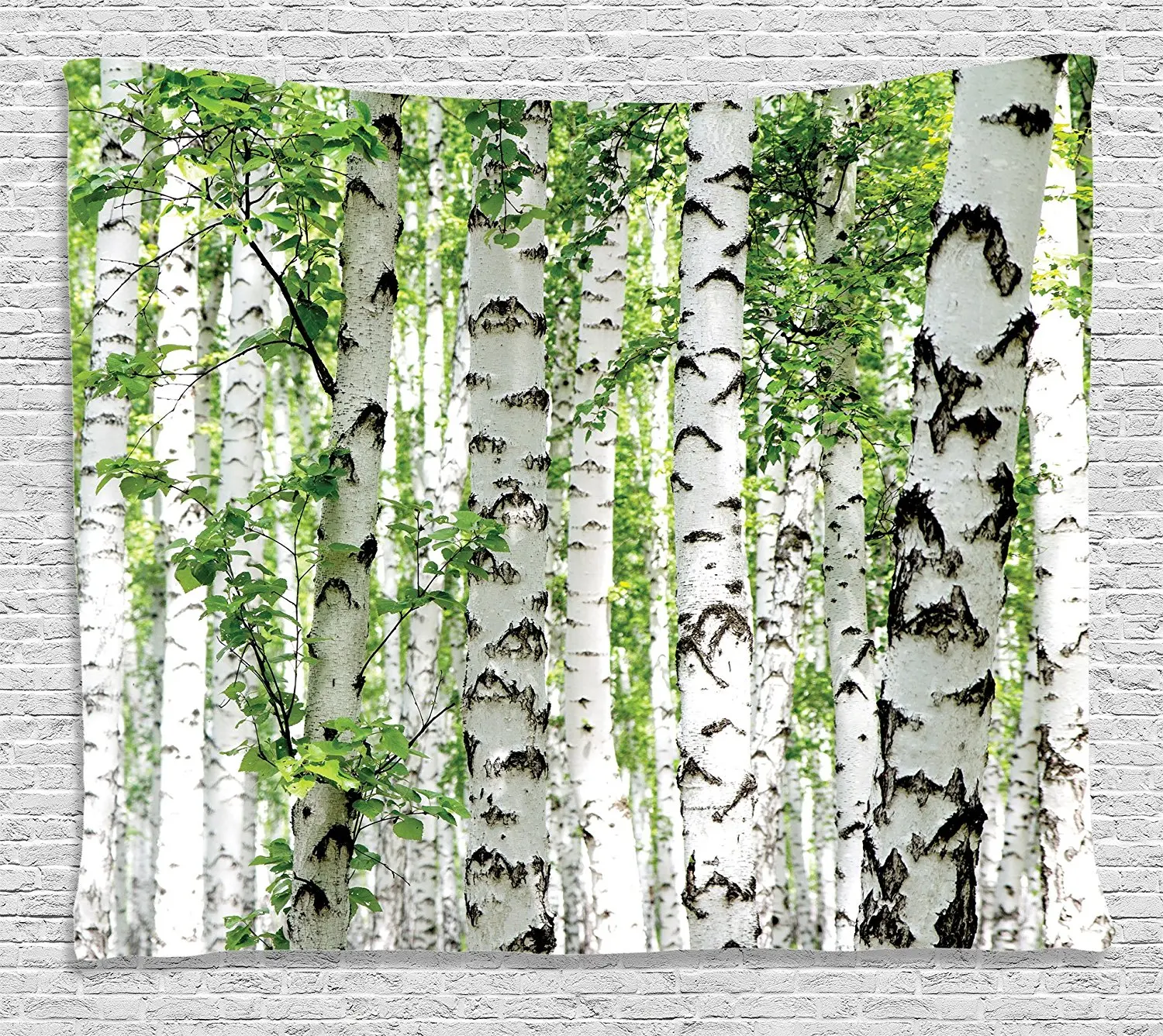 

Forest Tapestry Wall Hanging Birch Trees in the Forest Summertime Wildlife Nature Themed Decorating Picture Dorm Decor