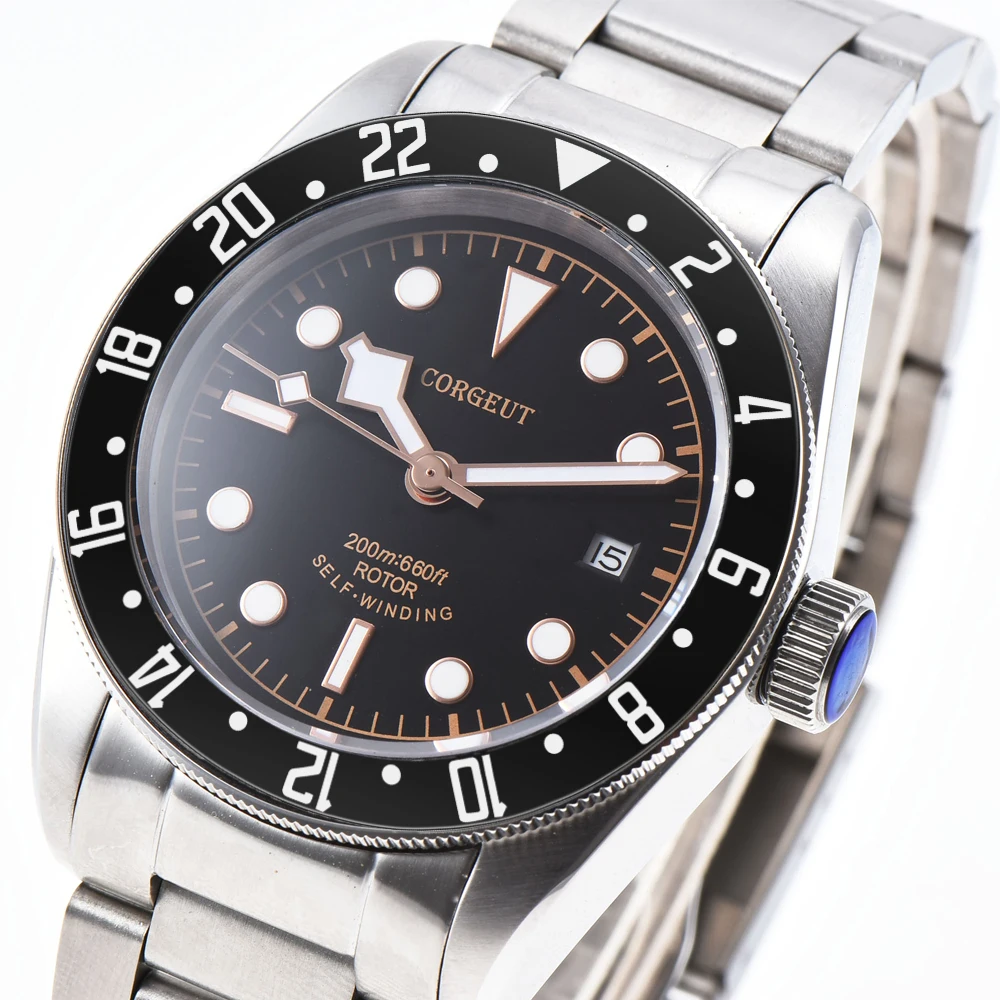 Мужские спортивные часы с сапфировым стеклом 41 мм 24 часа|Мужские механические