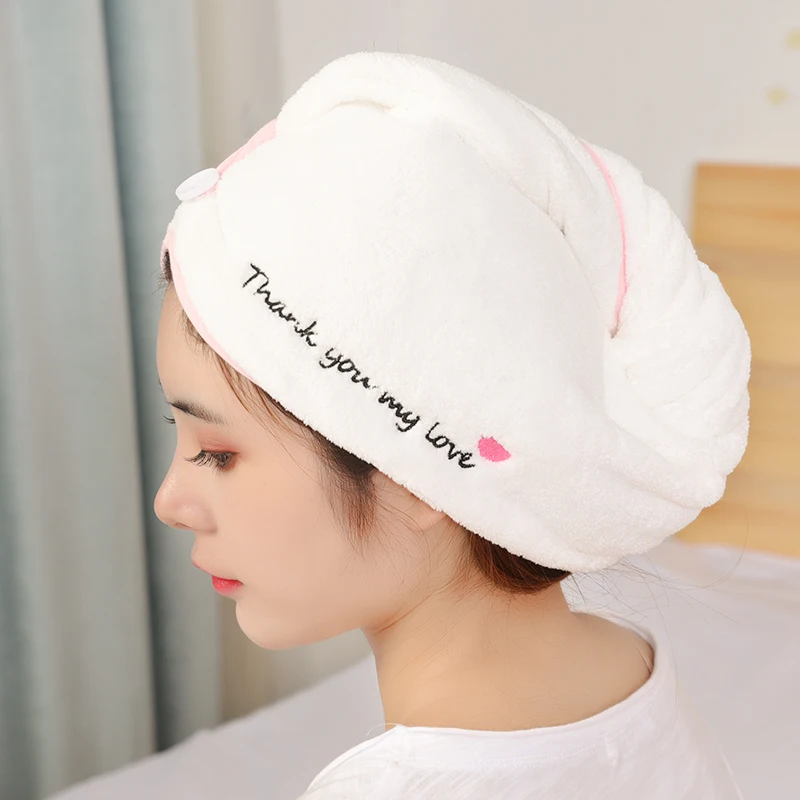 Shower Cap Girl Must-have Quick-drying Hair Absorbent Towel Hat Cartoon Letter Dry | Аксессуары для одежды