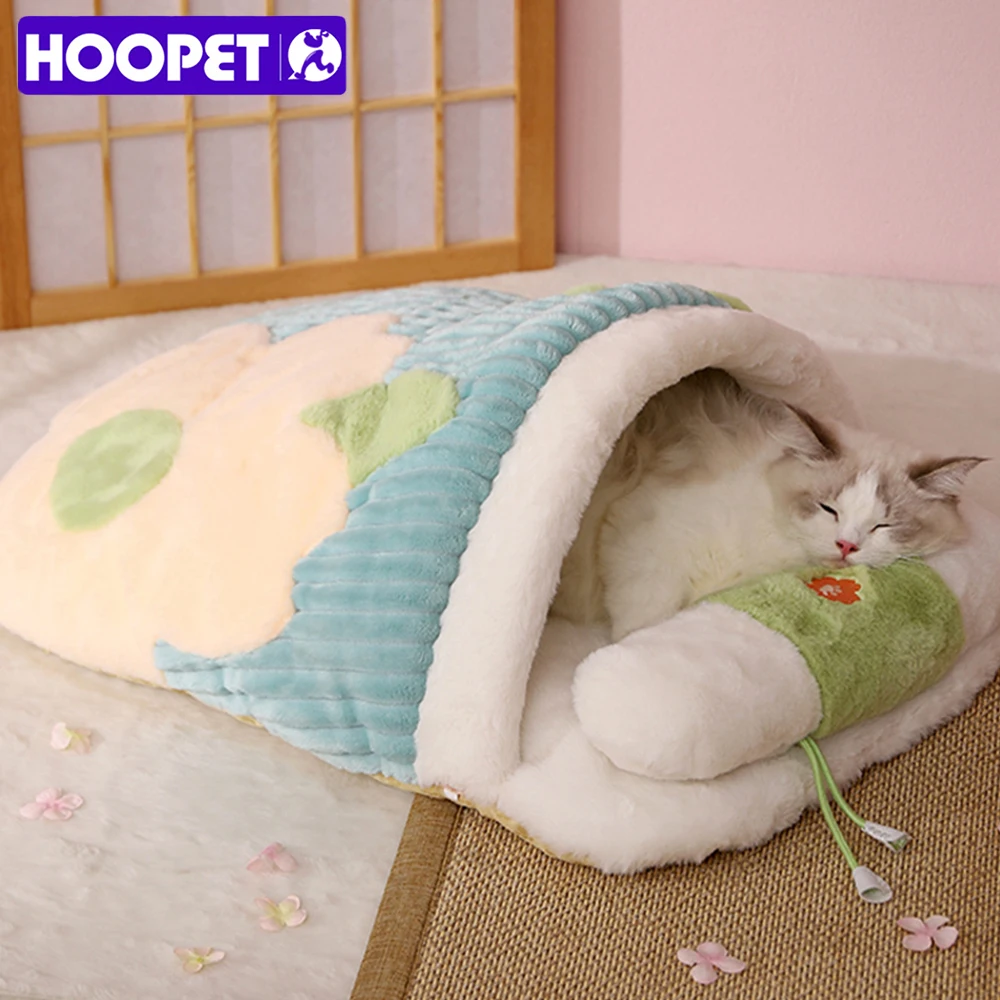 Best Hoopet super quente cama de gato pet saco de dormir com travesseiro removível filhote de cachorro cão almofada de pelúcia grossa almofada de gato de inverno
