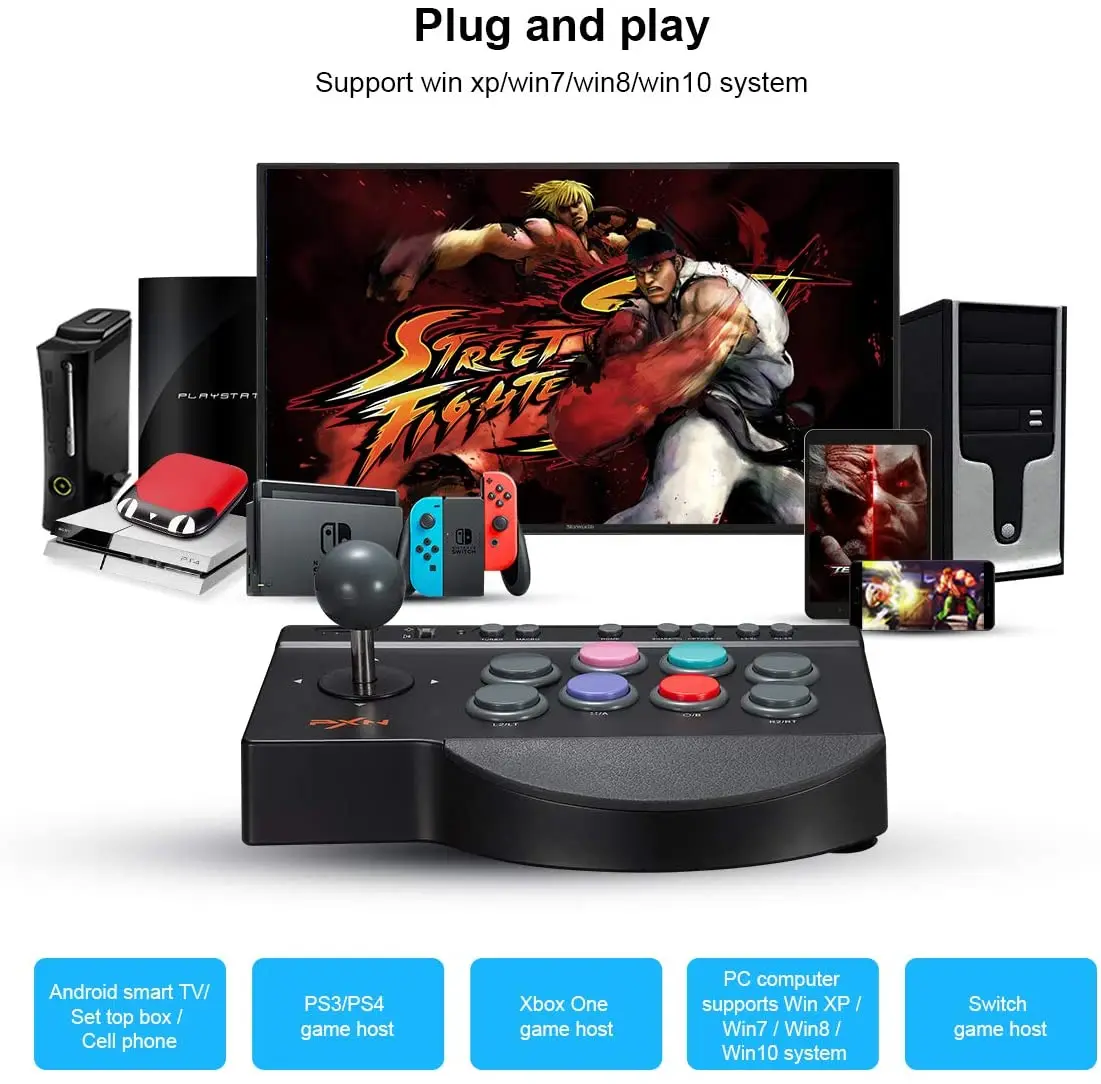 PXN Fighting Joystick PC Street Fighter Controller Arcade Game Fight Stick for PS4/PS3/Xbox One/Nintendo Switch King of Fighters images - 6