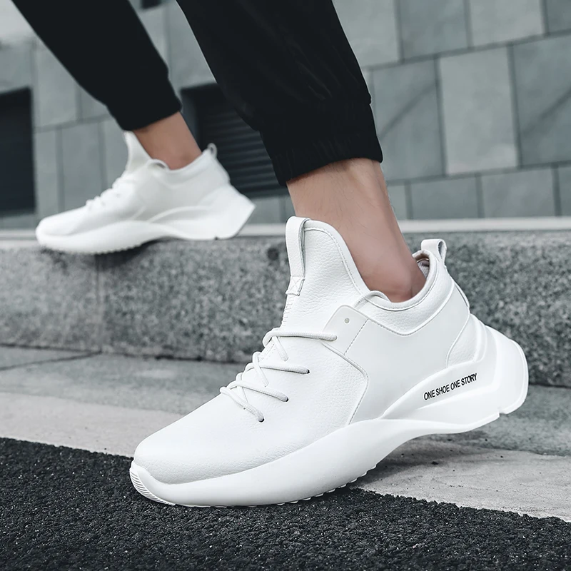 

Men Running Shoes Lightweight Sneakers Breathable Leather Cushioning Fitness Sports Shoes Jogging Walking Athletics Shoes