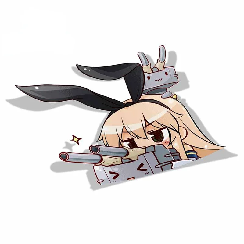 

Window Shimakaze Kancolle Peek Anime Big Head Vinyl Car Sticker JDM Trunk Decal Car Accessories KK13*8cm