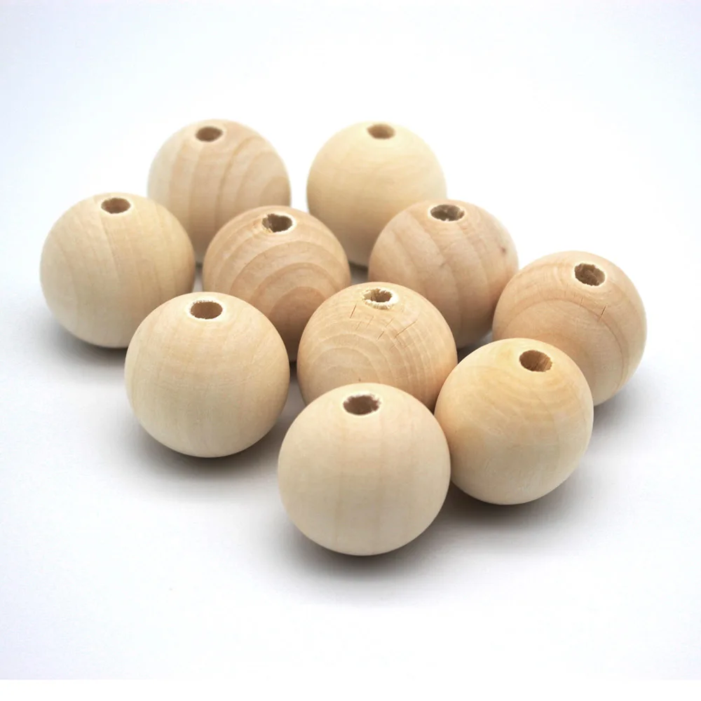 

3-10pcs 30mm Natural Unfinished Wood Spacer Beads Round Ball Wooden Loose Beads for Diy Jewelry Making Home Decoration Holiday