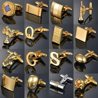luxury gold color cufflinks for gentleman warriorletterstrumpetrugbygemsknot men cuff links jewelry men tie clips gifts