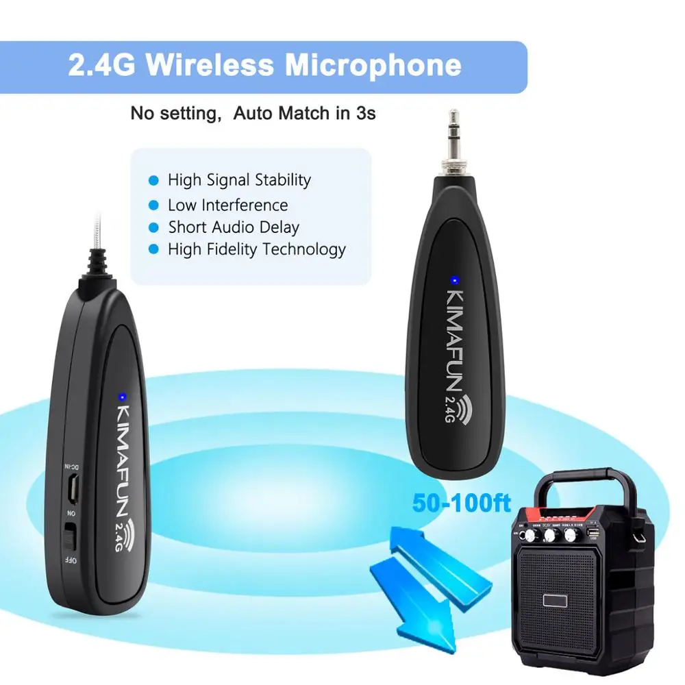 Беспроводная гарнитура KIMAFUN 2 4G водонепроницаемая микрофонная система с