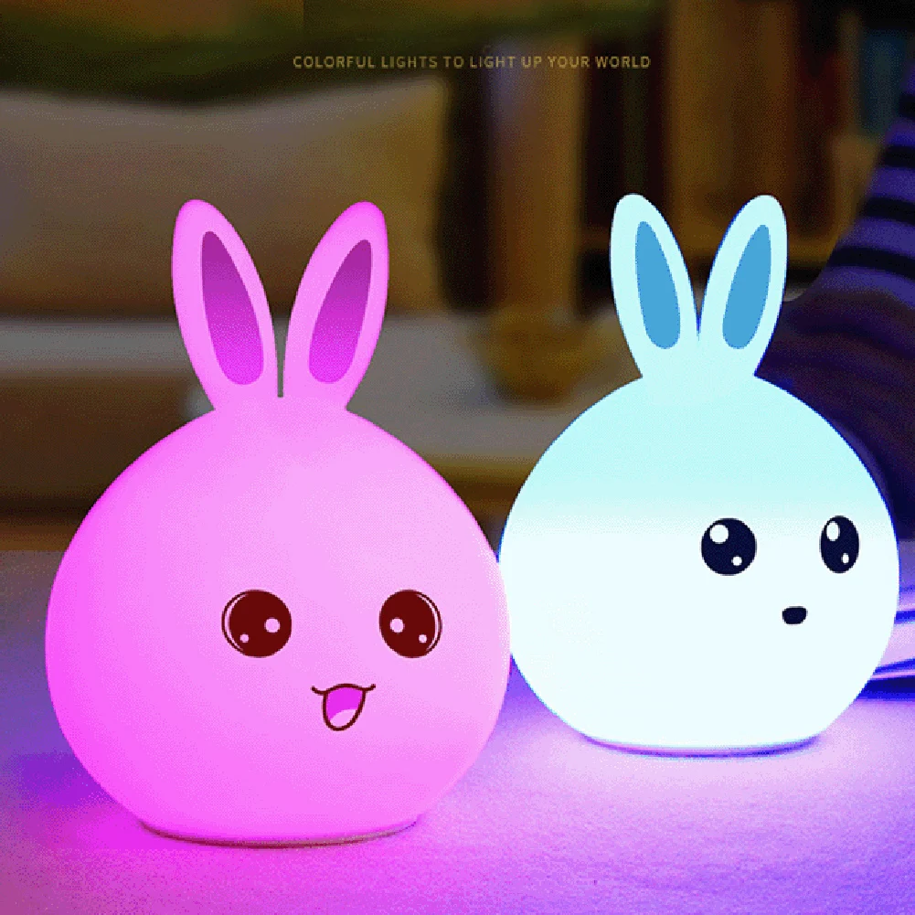 

Светодиодный ночник Kawaii Rabbit, Ночной светильник с сенсорным/дистанционным управлением для детской комнаты, декоративный светильник для кор...
