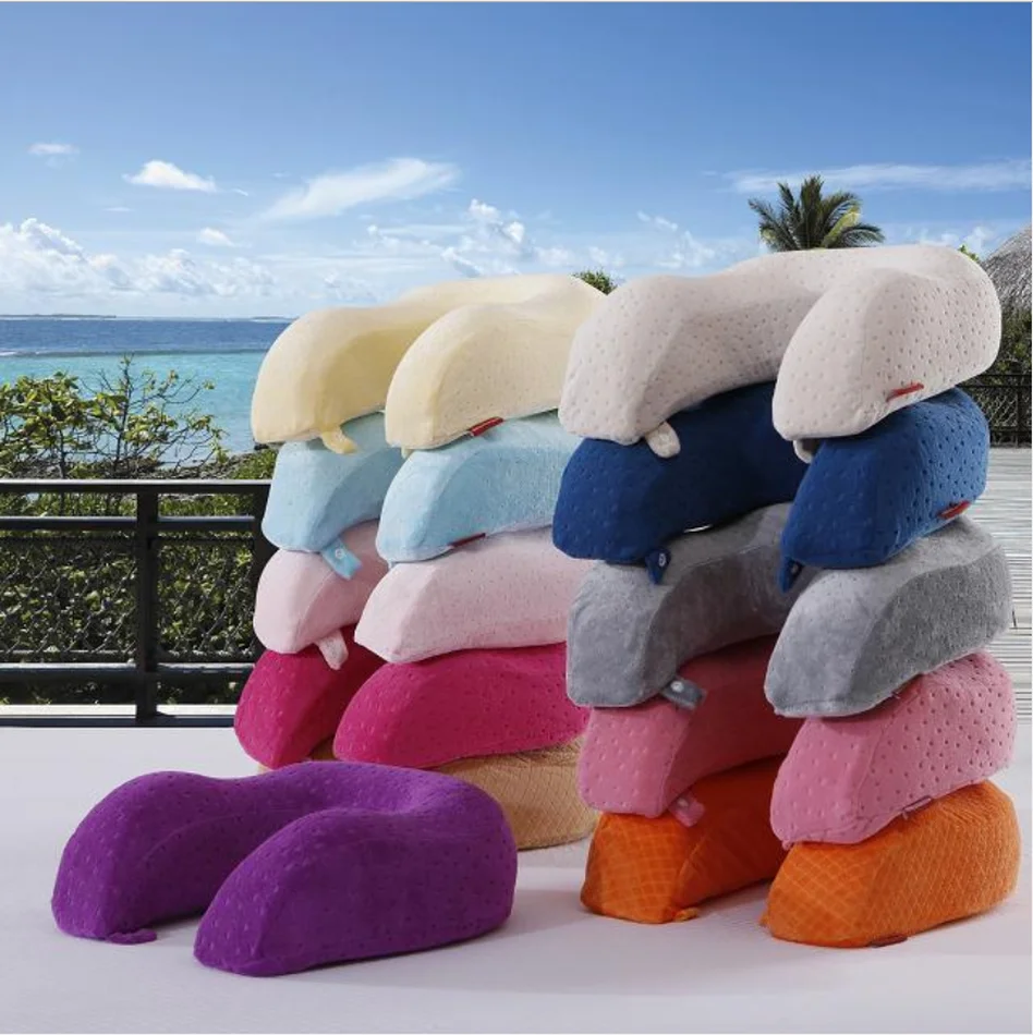 Soft U Shaped Slow Rebound Memory Foam travel neck pillow for Office Flight Traveling Cotton Pillows Head Rest Cushion
