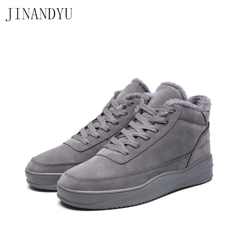 

Мужские замшевые ботинки с высоким берцем, Зимняя Повседневная Уличная обувь для мальчиков, мужские кроссовки, теплые Нескользящие зимние ...