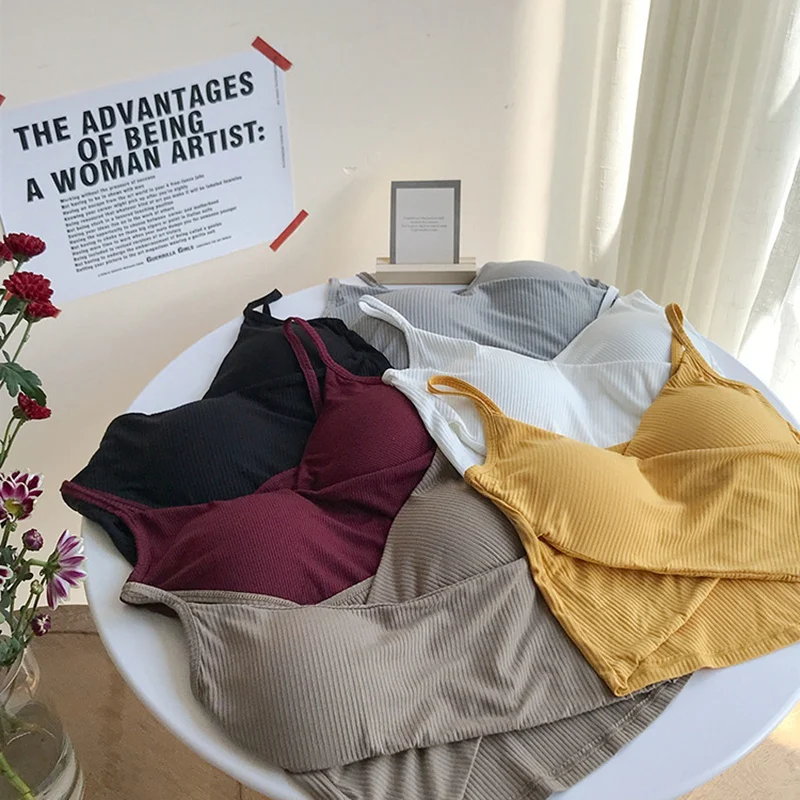 

Fashion Crop Tops Korean Style Streetwear Sexy V Neck Cropped Women Spaghetti Strap Tanks Solf Lingerie Underwear Top