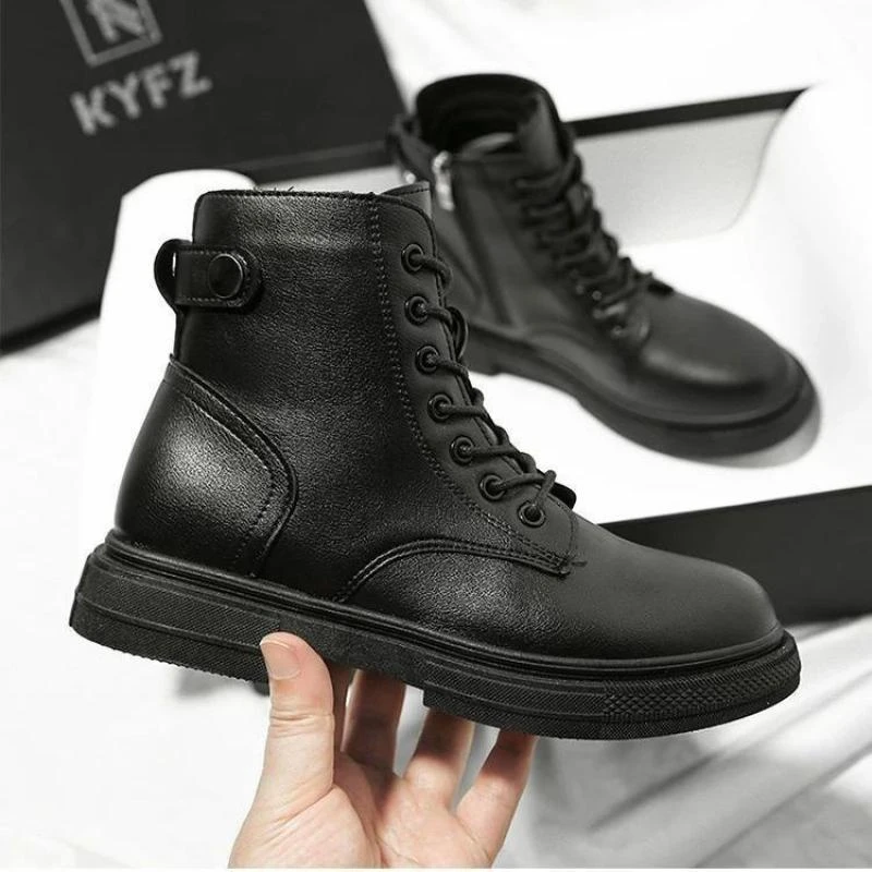 

Motorcycle Women's Boots Winter Soft Leather Shoes Ankle Boots Black Botas Wedges Female Lace Up Platforms Women Botas Mujer