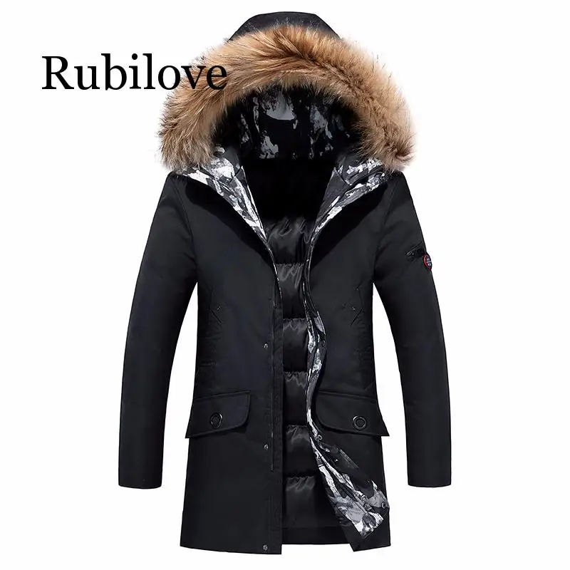 Мужская зимняя деловая парка Роскошная верхняя одежда водонепроницаемая черная