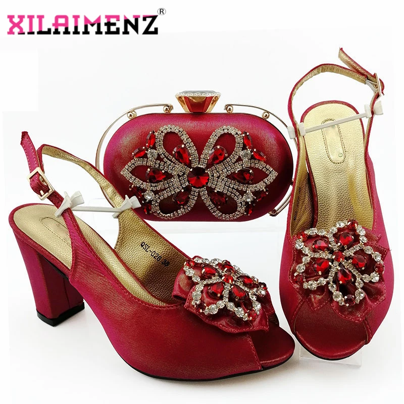 

2020 высокое качество красный цвет африканская Женская фотосессия для свадьбы итальянская подходящая женская обувь и сумка Вечерние