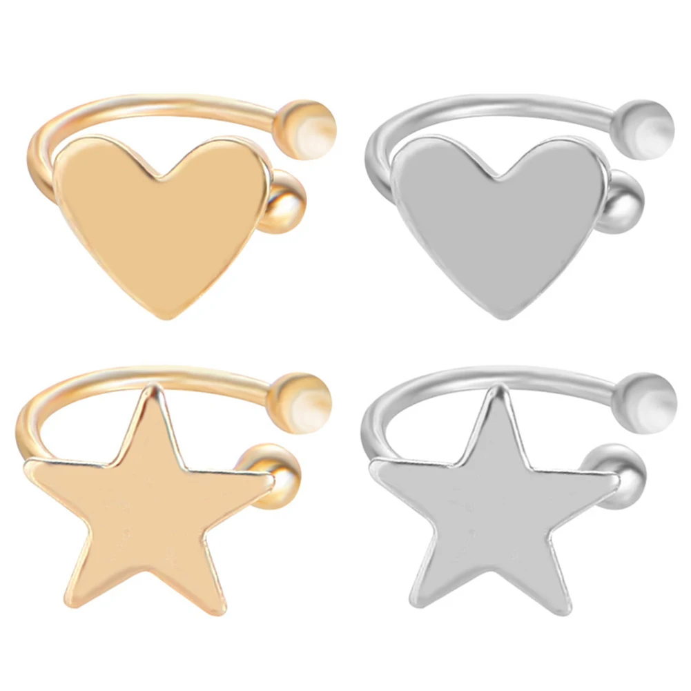 1pc Korean Lady Fashion Pendientes Heart Star Geometric Triangle Moon Ear Cuff Clip-On Earrings for Women Girl Statement Jewelry | Украшения
