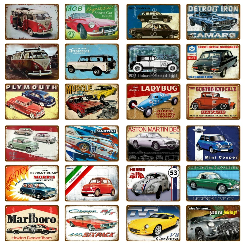 Гоночный автомобиль марки металлический знак Винтаж Жестяная Табличка с