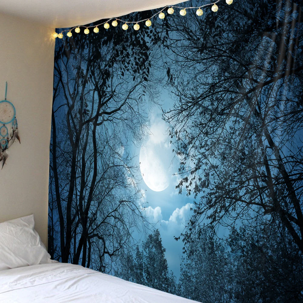 Настенный гобелен с рисунком ночного неба леса Хэллоуина ужасов | Дом и сад