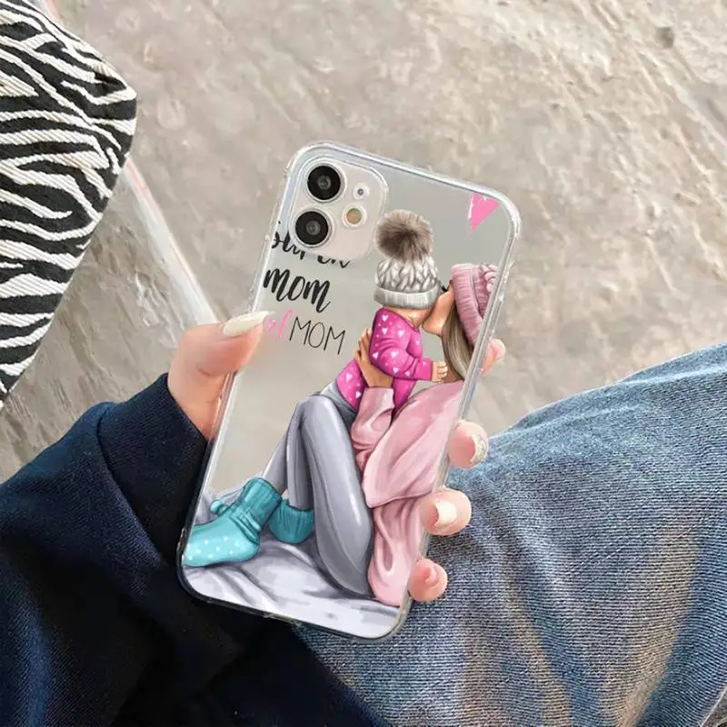 

Fashion Super Dad Mom Baby Girl Phone Case Transparent for iPhone 11 12 mini pro XS MAX 8 7 6 6S Plus X 5S SE 2020 XR