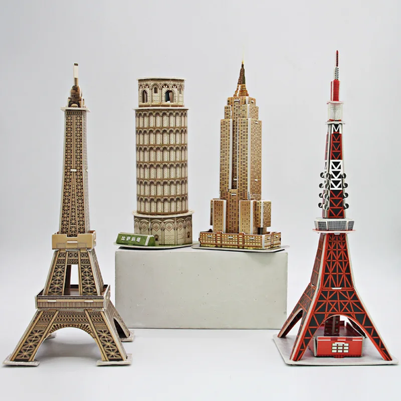 3D пазл из бумаги слов знаменитые здания башня мост в сборе модель для творчества