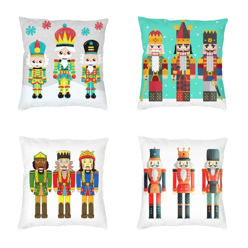 

Наволочка для подушки с тремя рождественскими гайкерами, 45x45 см, полиэстер, Рождественская игрушка, солдаты, подушка, чехол для дивана, автом...
