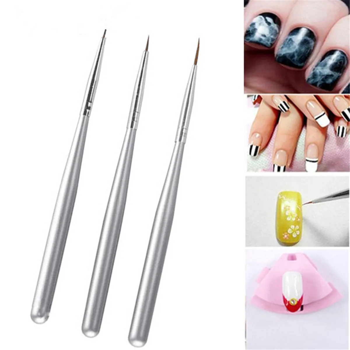 3 шт. Изобразительное искусство Нейл арт лайнер кисти ручка 3D акриловые