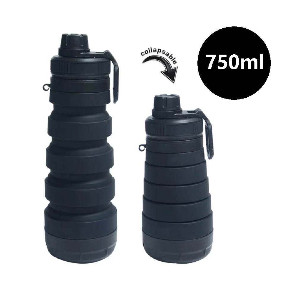 750 мл Складная Силиконовая бутылка для воды складная с ежедневной коробкой