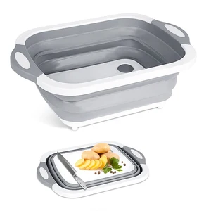 kitchen gadgets folding chopping blocks colander food chopping boards washing basket drain kitchen organizer cutting boards free global shipping