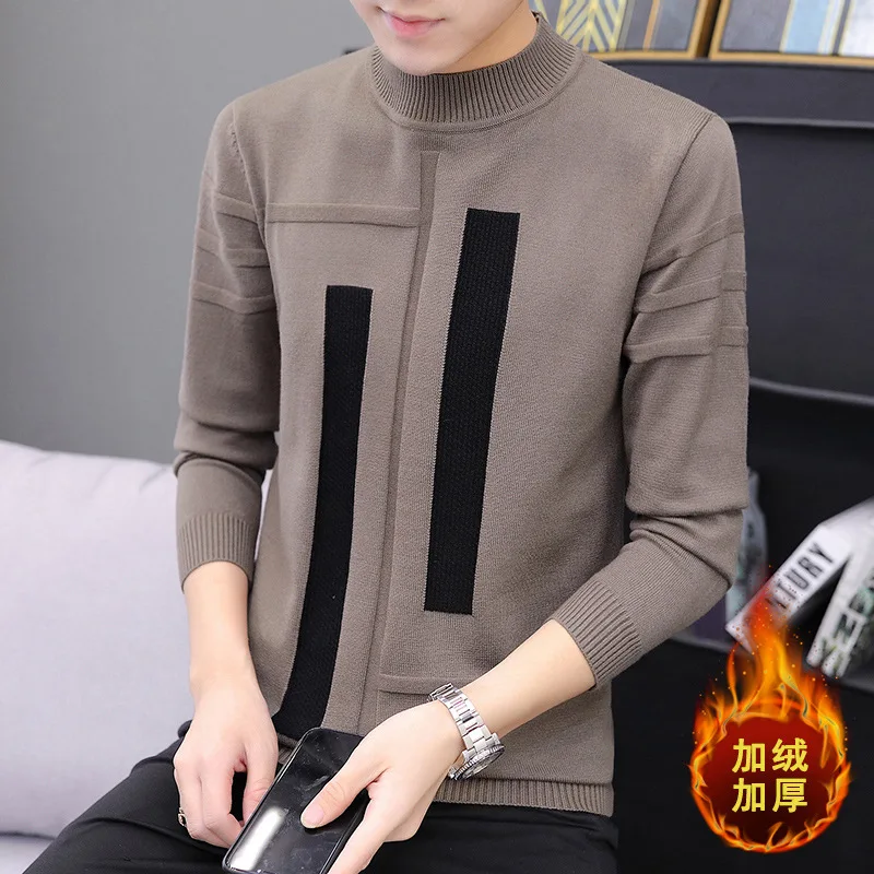 

2021 New Hip Hop Knitwear Mens Turtleneck Sweaters Harajuku Fashion Striped Male Loose Tops Casual Streetwear Pullover Sweaters