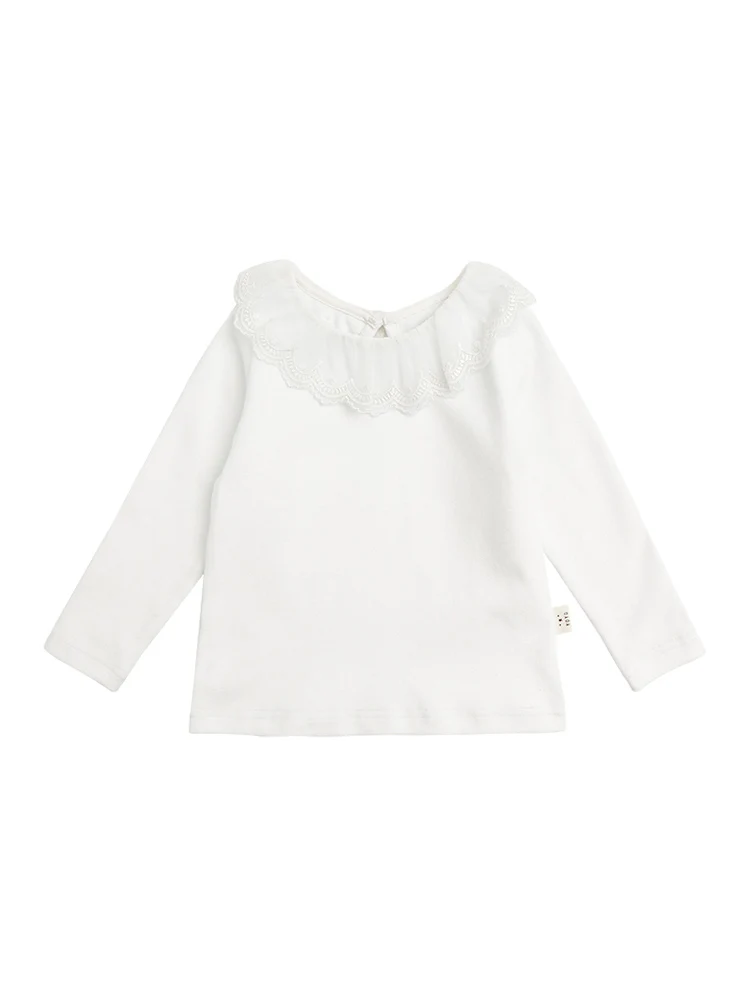 

Girl Solid Colored Top Baby Long Sleeved Spring New Outside Wearing Casual Loose Bottoms T Shirt Tide