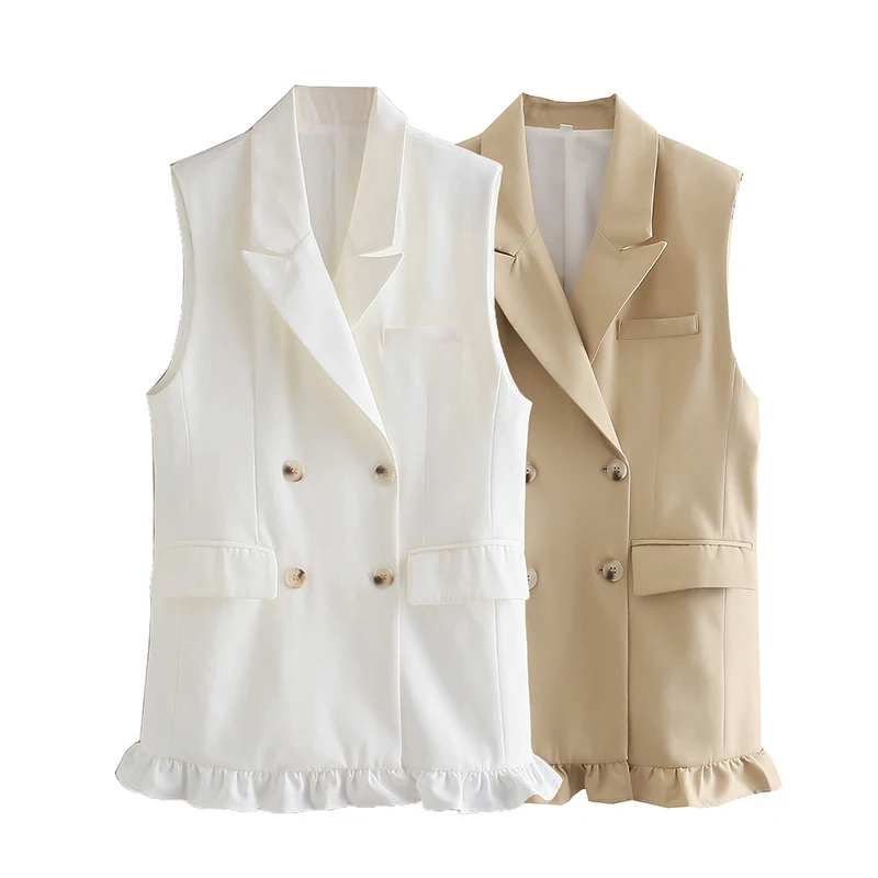 

High-quality ladies ruffled suit business office vest suit fashion casual outwear
