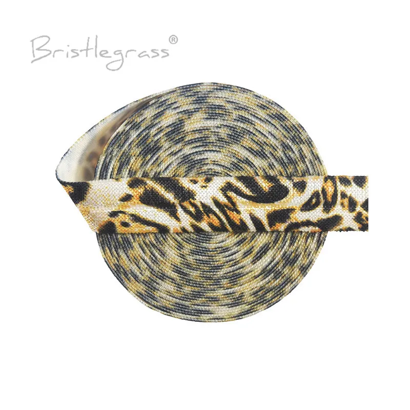 

BRISTLEGRASS 5 ярдов 5/8 "15 мм коричневый Леопардовый принт, складывается поверх резинок FOE Spandex, атласные ленты, повязка на голову, галстук для волос, платье-пачка, шитье