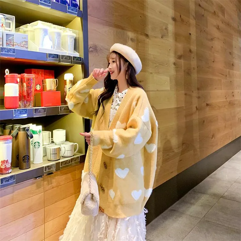 2019 зимний женский свитер и кардиганы с v-образным вырезом длинный рукав свободные