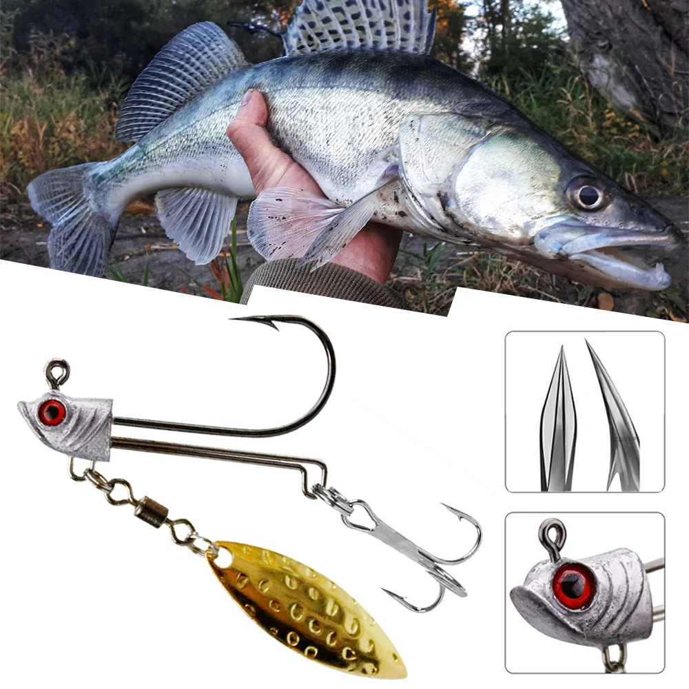 

Simulation Fish Head Hook with Rotating Sequins Spinning Bait Sinking Bait Fishing Tackle Fishing Accessorie Fishing Lures 2021