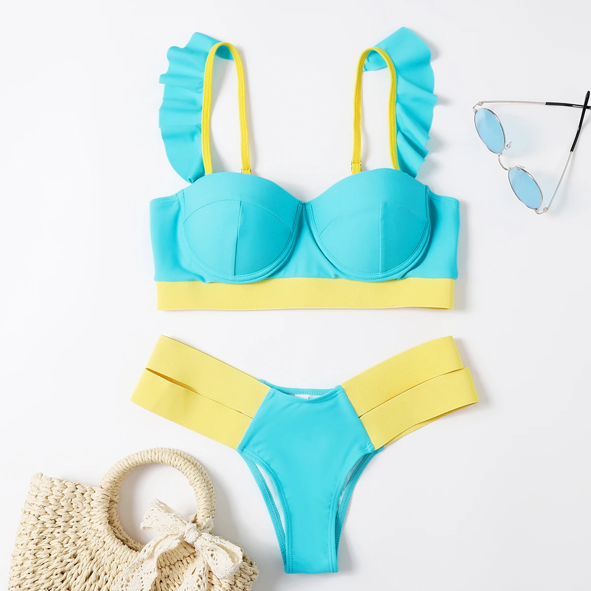 

Sexy Patchwork Bikini 2021 Women Swimsuit Push Up Brazilian Swimwear Bathing Suit Female Summer BeachWear Biquini Swimming Thong