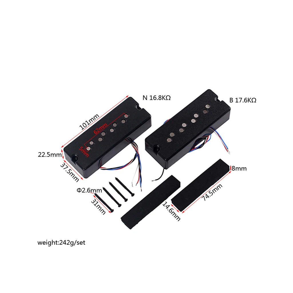 

2pcs HANDWOUND PICKUP SET 4 String for Bass Guitar Replacement Parts Accs