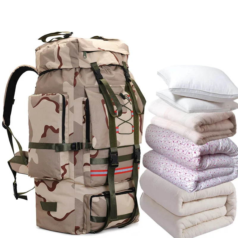 Outdoor 130L Large Capacity Travel Bags Men Oxford Military Camping Hiking Backpack Waterproof Climbing Tactical Rucksack XA767F