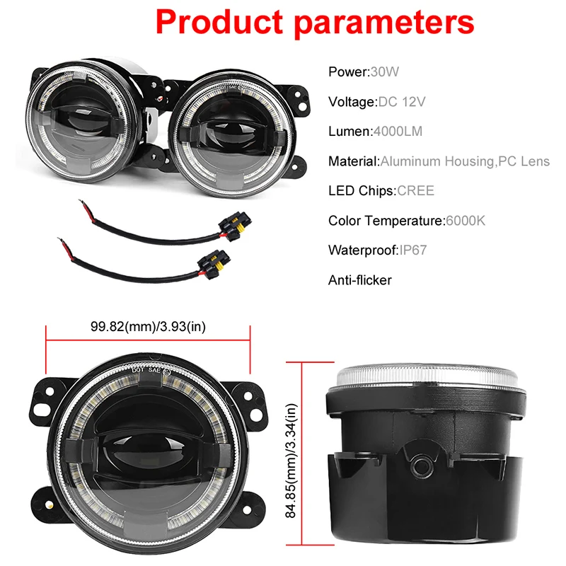 Противотуманные фары 30 Вт 4 дюйма светодиодсветодиодный белые гало кольцевые ДХО