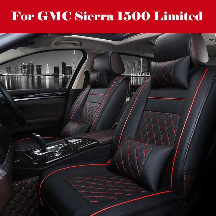 

Car Seat Covers Black PU Leather Front & Rear Full Coverage Breathable 1 SET For GMC Sierra 1500 Limited