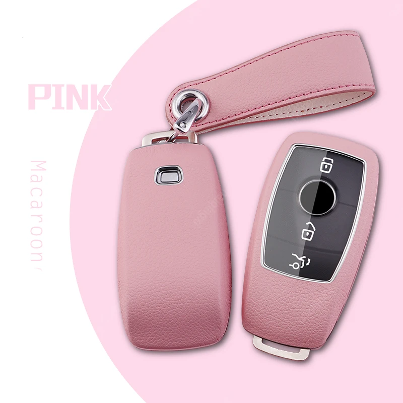 

Leather Car Key Case for Mercedes-Benz New E Series New S-Class New C Keychains Holder Protector car accessories