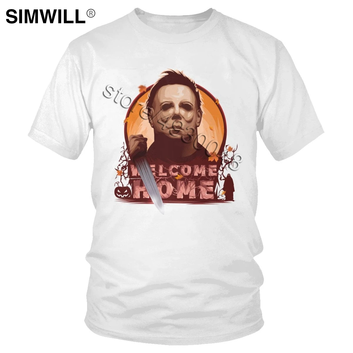 

Футболка мужская хлопковая с коротким рукавом, модная круглая рубашка с принтом Майкла Майерса, подходит для дома, подарок для брата, на Хэл...