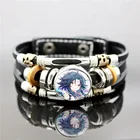 Модный кожаный браслет для мужчин и женщин, многослойный Плетеный ювелирный браслет с имитацией ударопрочного стекла Genshin для косплея