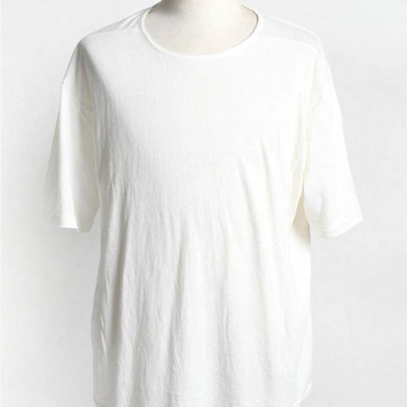 

Long Summer Men's Irregular Hemline Short-sleeved T-shirt Hairdresser Casual Street Personality Alternative Large Base Men